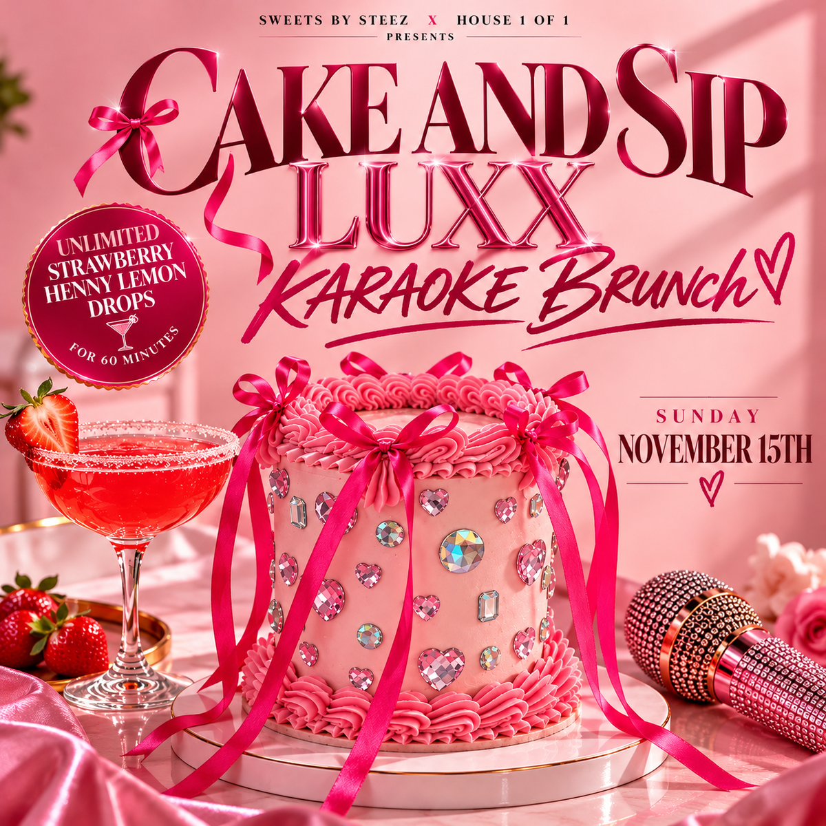 Cake & Sip: Bedazzled Cake & Luxx Karaoke Brunch - November 15th