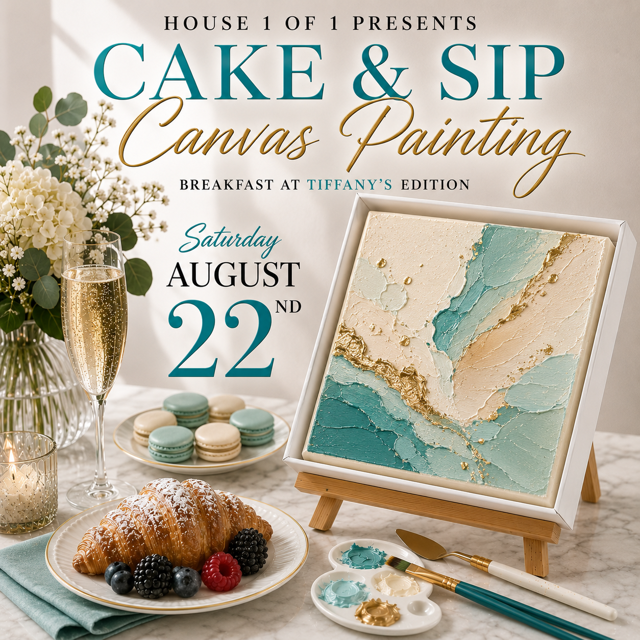 Cake & Sip Canvas Painting: Breakfast at Tiffany's Edition August 22nd