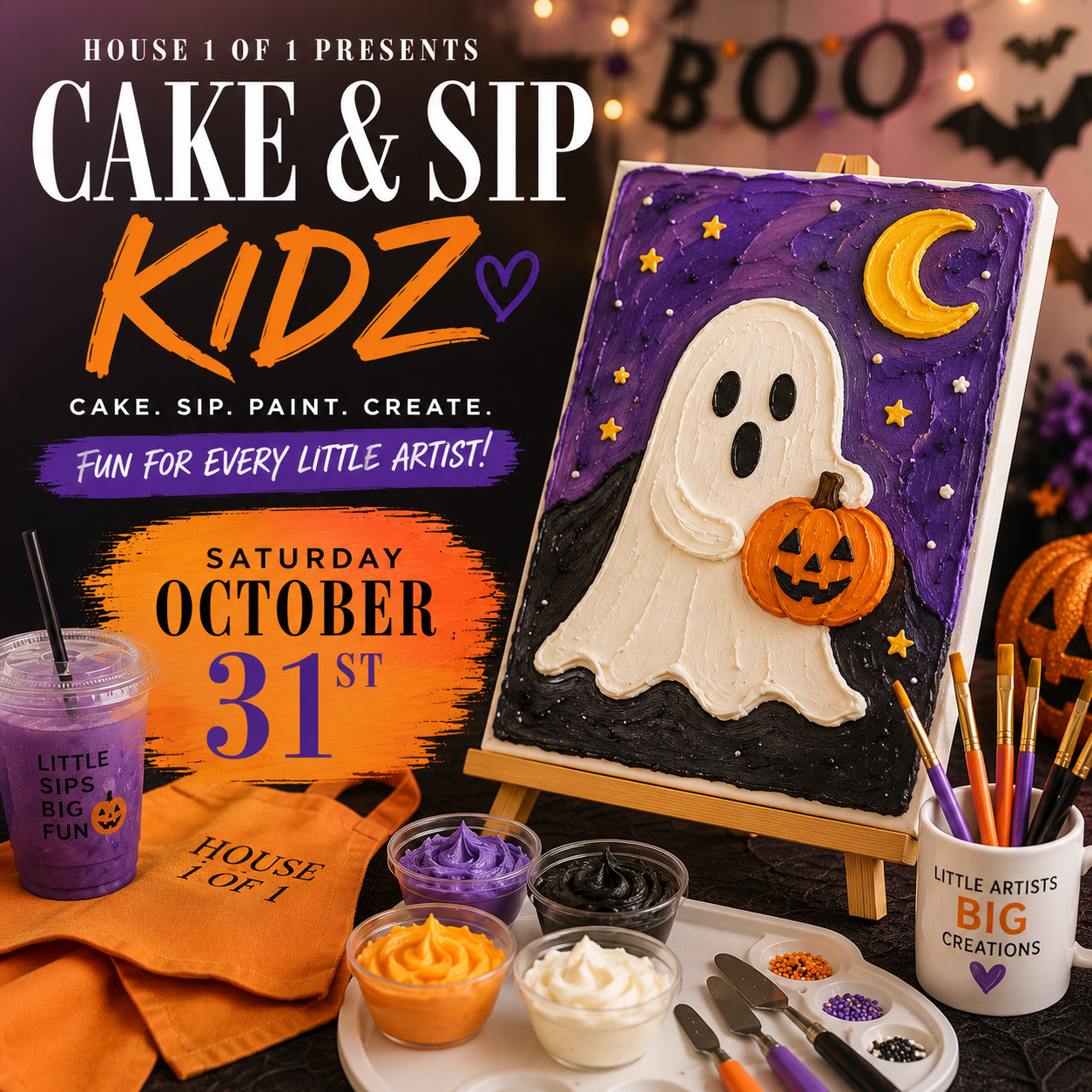 Cake & Sip Kidz Canvas Painting: Halloween October 31st