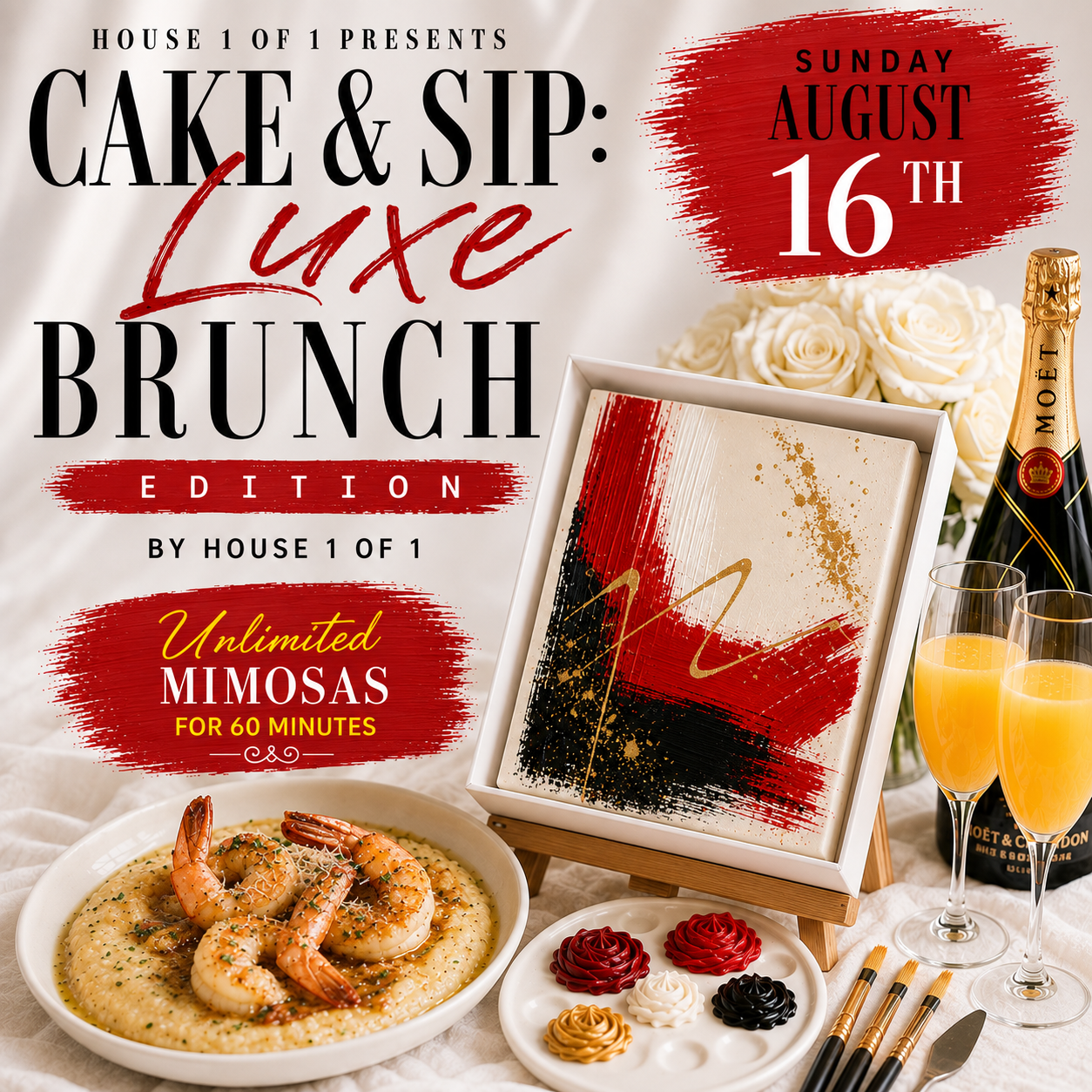Cake & Sip Canvas Luxe Brunch August 16th