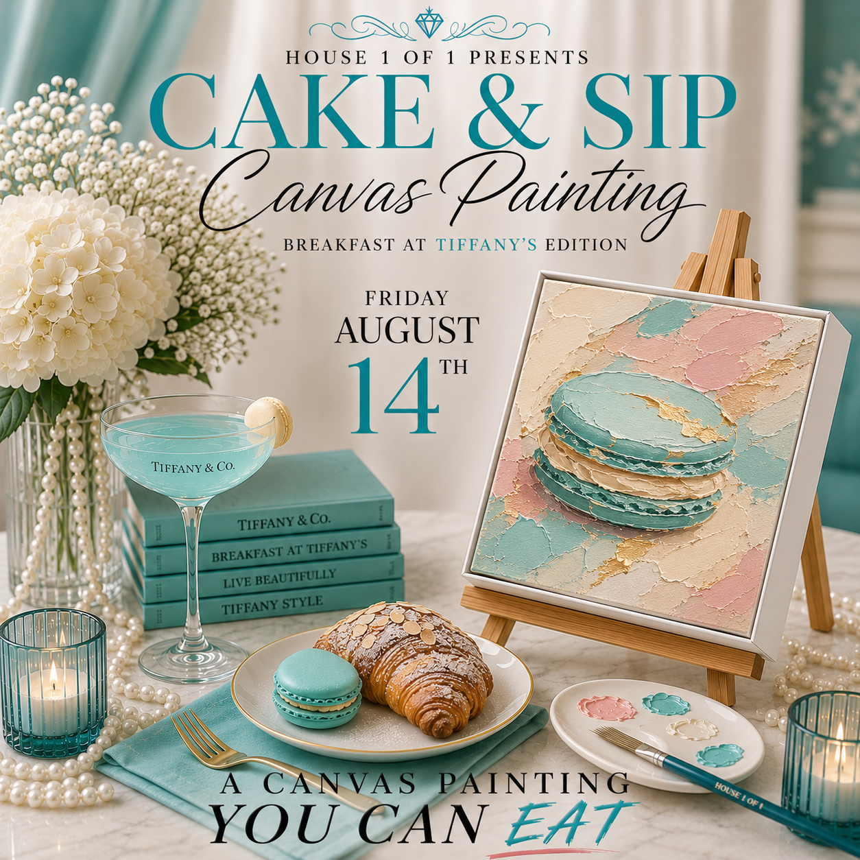 Cake & Sip Canvas Painting: Breakfast at Tiffany's Edition August 14th